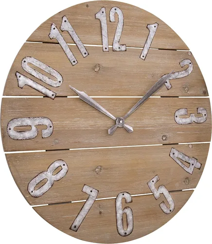 Vista 3 de LaCrosse 404-3960W Reloj de pared de cuarzo de madera rústica de 23.5 pulgadas