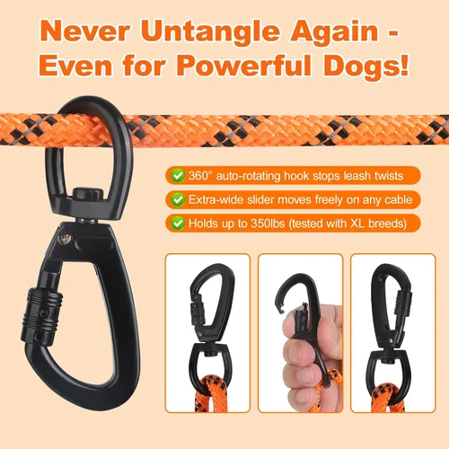 Vista 3 de Correa de perro de 25 pies, correa larga para perros al aire libre, cable de amarre de perro, correa para acampar, atadura para el patio, línea