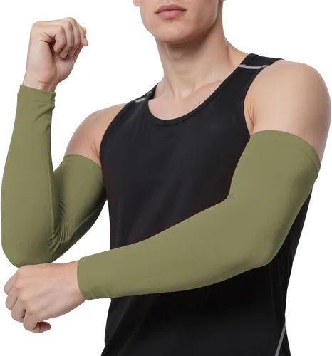 Vista 16 de TOPTIE 1 par de mangas de brazo para hombres y mujeres, manga de compresión 1 par Blanco