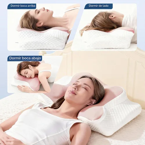 Vista 4 de Almohada cervical para aliviar el dolor, almohada cervical refrescante para dormir, almohadas ortopédicas de espuma viscoelástica de contorno