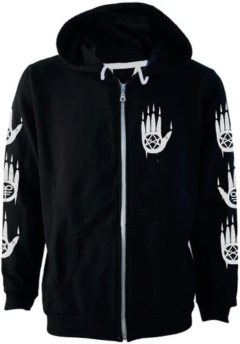 Vista 2 de Pentagram Baphomet sudadera con capucha gótico satánico oculto moda hombres negro algodón con cremallera suéter