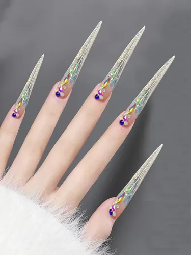 Vista 7 de 312 piezas de puntas de uñas de tacón extra largas para uñas acrílicas profesionales, puntas de uñas de tacón de media cubierta 4XL, extensión
