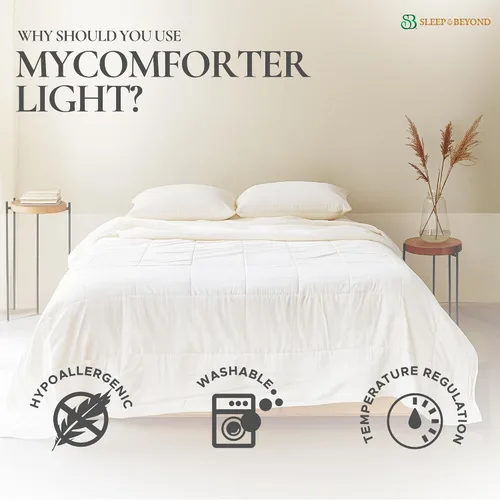 Vista 4 de Natural myComforter - Edredón de lana lavable ligero, súper marfil