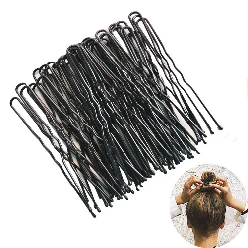 Vista 5 de Leline's Juego de 50 horquillas negras en forma de U, para mujeres y niñas, 2.4 pulgadas