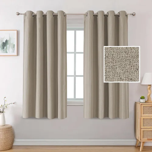 Vista 46 de H.VERSAILTEX Cortinas opacas de lino de 45 pulgadas de largo para dormitorio/sala de estar con aislamiento térmico con ojales, cortinas de lino