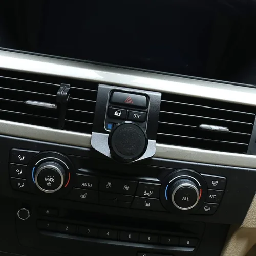 Vista 2 de Soporte de teléfono móvil de ventilación de aire de consola central de automóvil de aleación de aluminio para BMW Serie 3 E90 E92 2005-2012 Negro