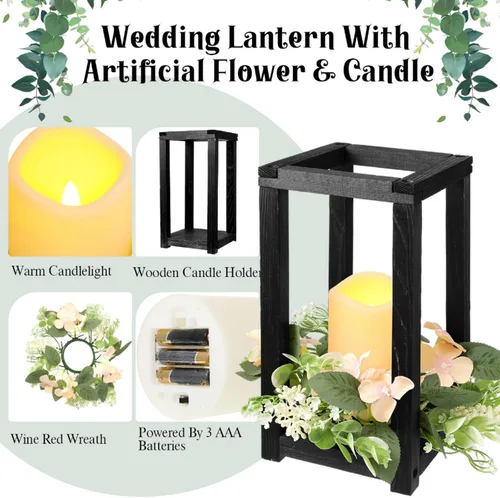 Vista 5 de Hushee Juego de 60 velas de madera para centros de mesa de boda, color Negro