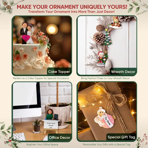 Vista 7 de Adorno de Navidad familiar personalizado – Adornos personalizados para tía, adorno de la mejor tía de la historia, adornos de regalo personalizados