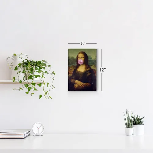 Vista 5 de Smile Art Design Obra maestra de Leonardo Da Vinci Mona Lisa - Lienzo impreso en lienzo con diseño de chicles rosados, pinturas famosas, arte
