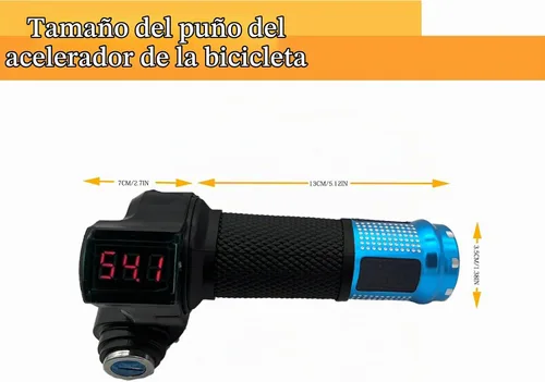 Vista 6 de 1 Par de Empuñaduras de Acelerador de Bicicleta Eléctrica, Manillar Giratorio Universal de Bicicleta Eléctrica Scooter con Pantalla LCD de Voltaje
