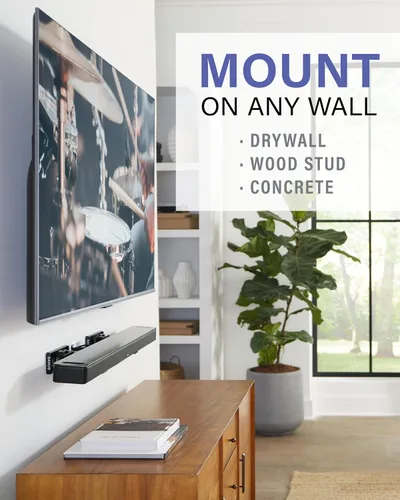 Vista 3 de Sanus Soporte de pared universal extensible para barra de sonido, compatible con la mayoría de barras de sonido, soportes de altavoz debajo de TV