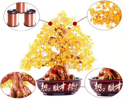 Vista 7 de Árbol de dinero de cristal Feng Shui, bonsái, buena suerte, reiki, curativo, amatista, árbol de roca, árbol de cristal para energía positiva