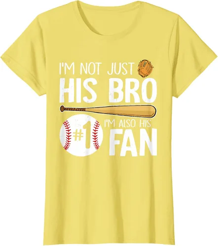 Vista 45 de Camiseta Baseball Brother I'm Not Just His Bro I'm His Number One Fan, Negro