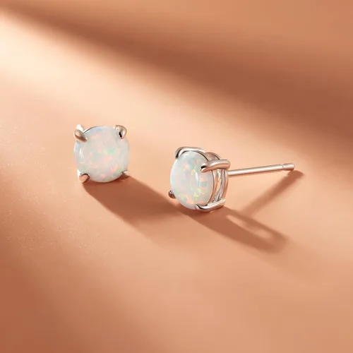 Vista 55 de Amazon Essentials Aretes redondos de plata de ley con piedra natal (anteriormente colección Amazon)
