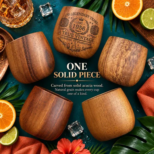 Vista 2 de Regalos de 70 cumpleaños para hombres, juego de vasos de whisky