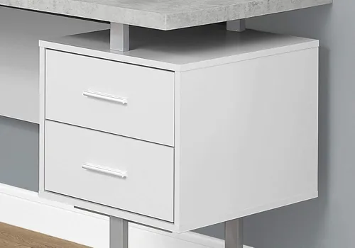 Vista 4 de Levan Home Escritorio esquinero para computadora en forma de L en cemento blanco y gris