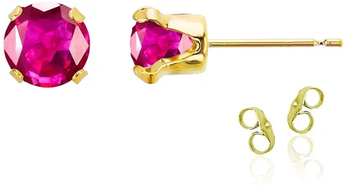 Vista 70 de Aretes de tuerca de plata de ley 925 chapados en oro de 14 quilates macizo, oro amarillo, blanco o rosa de 0.236 in Amatista