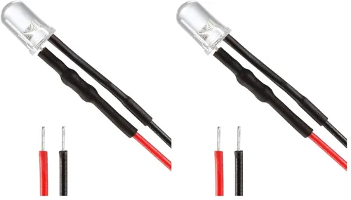 Vista 6 de uxcell 10 piezas de 5 mm LED precableados, lente transparente blanca DC3-6V, diodos emisores de luz