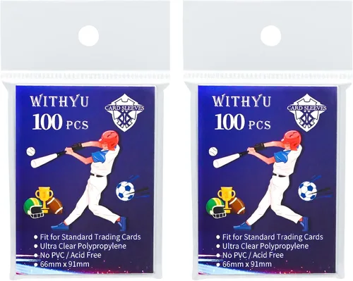 Vista 9 de 100 piezas de fundas blandas para tarjetas de intercambio, fundas de carga superior para tarjetas estándar de 2.5" X 3.5", protector de tarjeta