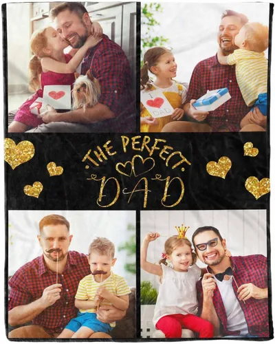 Vista 23 de D-Story Mantas para papá, manta de regalo personalizada de hija, manta para el Día del Padre, regalos para papá de parte de la hija, manta con fotos