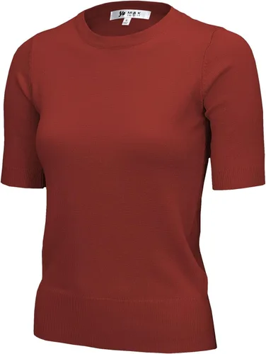 Vista 39 de YEMAK Suéter de Punto Top para Mujer – Media Manga Cuello Redondo Básico Casual Ajuste Clásico Ligero de Punto Suave Pullover Tee