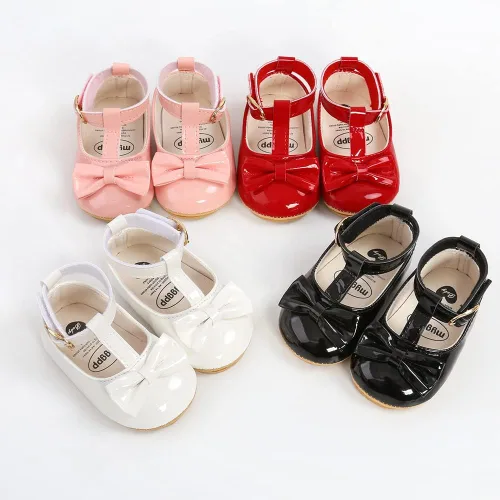 Vista 3 de SOFMUO Zapatos planos Mary Jane para bebés y niñas con lazo, zapatillas de ballet para niños pequeños, zapatos de vestir de princesa para boda
