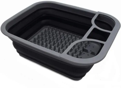Vista 3 de SAMMART Escurridor de platos plegable, estante de secado plegable, organizador de vajilla portátil, bandeja de almacenamiento de cocina que ahorra