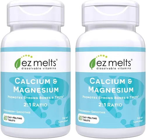 Vista 10 de EZ Melts Calcio y Magnesio - Suplemento diario para la salud del corazón, huesos, sistema inmunológico y cerebro - con vitamina D3 - Sin GMO