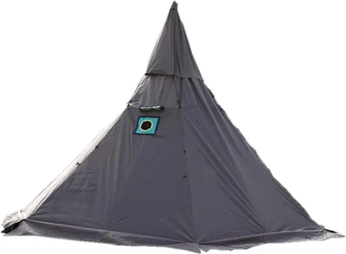 Vista 9 de Tienda caliente Tipi para 4 personas con estufa ignífuga Jack para tubos de combustión con 2 puertas Altura 8.5FT Verde ejército