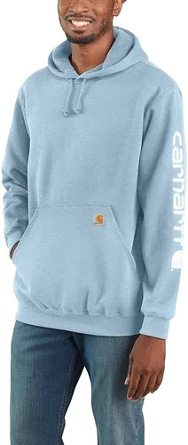 Vista 11 de Carhartt Sudadera de ajuste holgado para hombre con logotipo en la manga, de peso medio, gráfica, liquidación Terreno ámbar