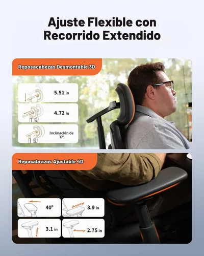 Vista 5 de LiberNovo Maxis Airflow - Silla de oficina ergonómica grande y alta