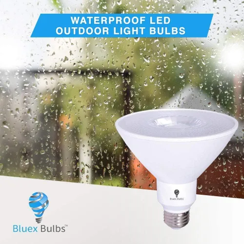 Vista 4 de Paquete de 4 bombillas LED PAR38 amarillas ámbar para exteriores, luz de inundación LED para exteriores, 17W (equivalente a 120 vatios), regulables
