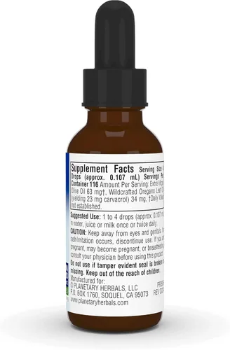 Vista 4 de Planetary Herbals Suplemento de hierbas de aceite de orégano, 5 onzas líquidas