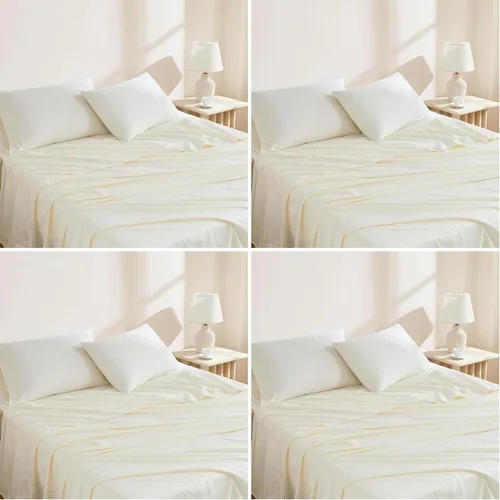 Vista 12 de Linen Closet Juego de sábanas y fundas de almohada 100% algodón orgánico, 3 Blanco Ártico