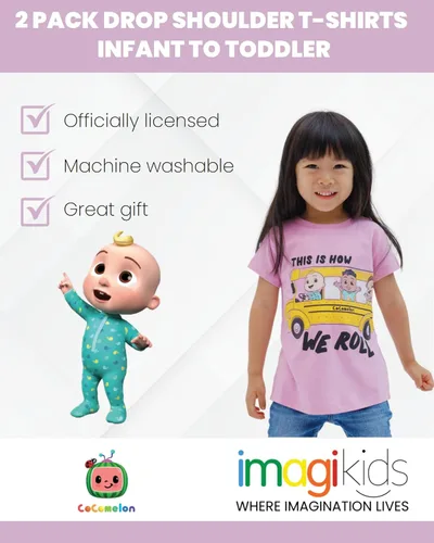 Vista 3 de CoComelon JJ Cody Nina - Paquete de 2 camisetas para bebés y niños pequeños