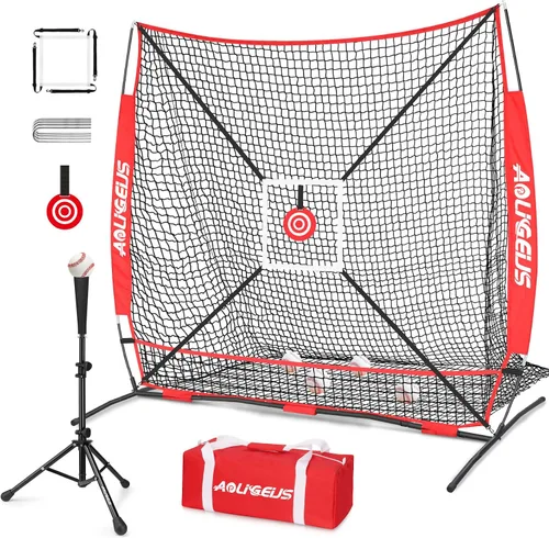 Vista 10 de 6'X6' Baseball Softball Practice Net,Pitching Net,Batting Net,with Bonus Strike Zone,Target and Bow Frame,for Hitting,Pitching,Catching