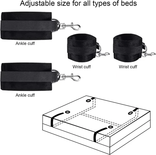 Vista 3 de Sujeciones de cama para cama sexual, correas de sujeción y cordones para adultos, puños para piernas y tobilleras, bandas de resistencia