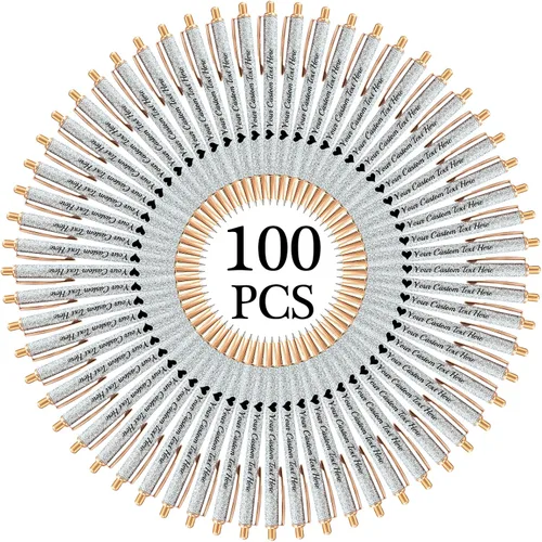Vista 52 de Hasta 100 bolígrafos personalizados a granel con nombre, bolígrafo con purpurina personalizable, logotipo de negocios, mensaje de texto, regalo