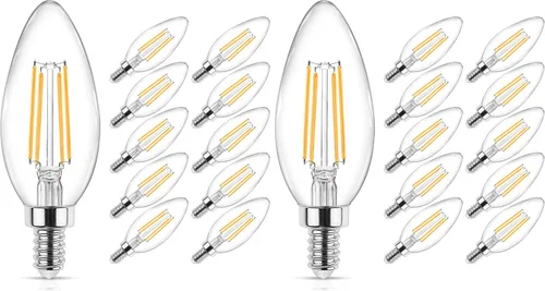 Vista 15 de Ascher - E12 - Paquete de 5 bombillos LED clásicos de candelabro de 4 vatios, equivalentes a 40 vatios, luz blanca y cálida de 2700 K, no Blanco