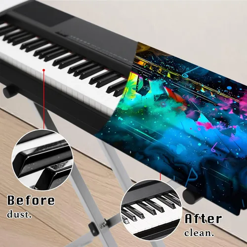 Vista 5 de Nuxovilar Cubierta elástica de 88 teclas para teclado y piano, a prueba de polvo, seda de leche elástica con patrón de teclas de teclado