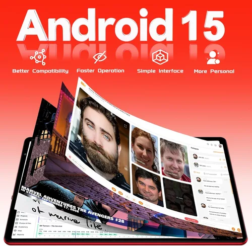 Vista 2 de Tablet Android 15 con teclado y ratón, 20 GB de RAM + 128 GB de ROM (expandir a 1 TB), tabletas Octa-Core de 10.1 pulgadas con WiFi 6, cámara dual