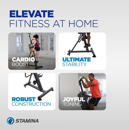 Vista 3 de Stamina Productos Cardio Climber Máquina de ejercicios de fitness para entrenamiento en casa con entrenamiento inteligente, monitor LCD y ruedas