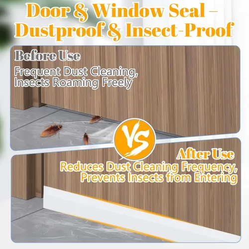 Vista 5 de ZOMPAGO Burlete transparente para puerta, 1 pulgada x 16.4 pies, cinta de sellado de silicona para puertas y ventanas, cinta de sellado autoadhesiva