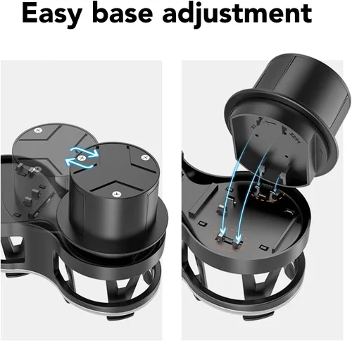 Vista 6 de Expansor de portavasos para automóvil, adaptador extensor de portavasos 2 en 1 con base expandible para automóvil