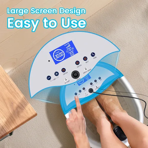 Vista 7 de LeCuag Máquina de desintoxicación iónica para baño de pies, máquina de spa de pies para uso doméstico, bañera de baño de pies con cinturón