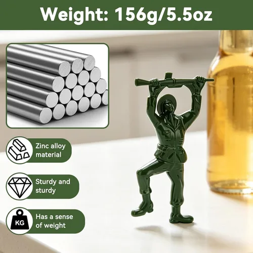 Vista 3 de Paquete de 2 abridores de botellas de cerveza del ejército, abridor de cerveza 3D Green Army Man, aleación de zinc sólida, divertido abridor