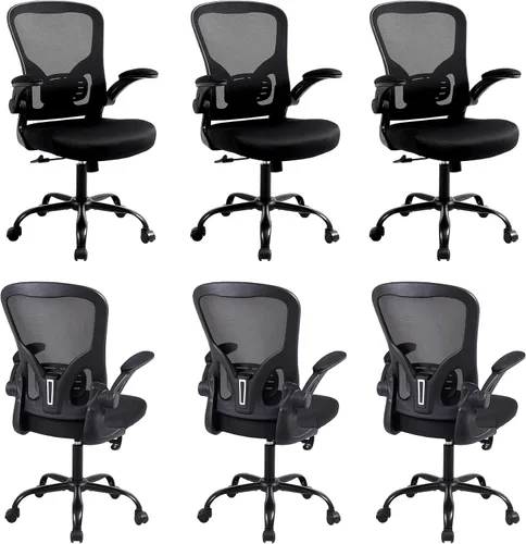 Vista 20 de Flysky Silla ergonómica de escritorio para oficina en casa, soporte lumbar, silla giratoria de malla transpirable para computadora con ruedas y Negro