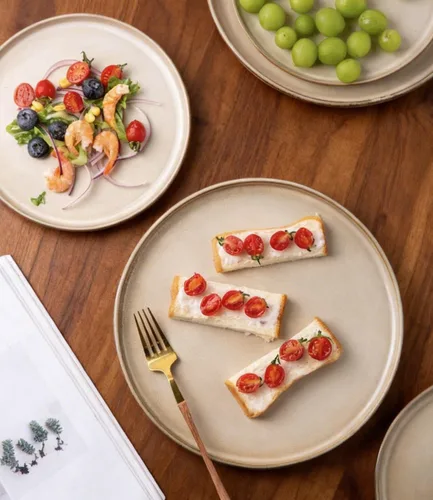 Vista 4 de Juego de platos de cerámica AmorArc, juego de 6, platos de 8.5 pulgadas de esmalte reactivo de gres, platos para postre, ensalada, aperitivo, cena