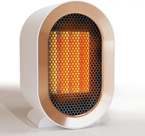 Vista 7 de Calentador eléctrico portátil para interiores, calentador de escritorio personal de 1200 W, calefacción silenciosa rápida de cerámica para Blanco
