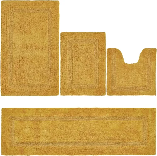 Vista 212 de Better Trends - Juego de 2 alfombras de baño 100% algodón, extra suaves, con borlas, de 17" x 24", alfombra de baño superabsorbente y reversible